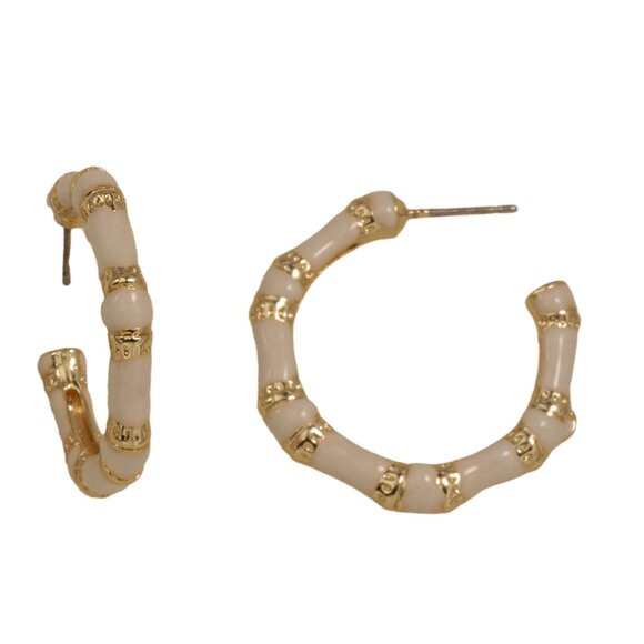 3 ENAMEL HOOPS -BLACK, WHITE AND TURQUOISE,  HOOP LOVERS DREAM - Picture 3 of 3